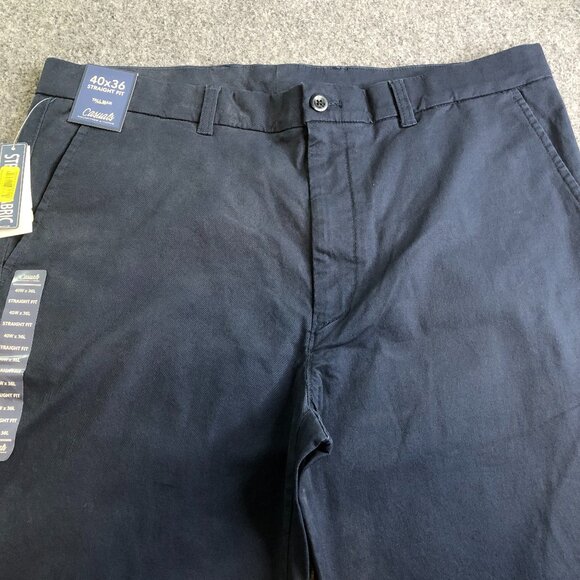 Roundtree Yorke Chino Pants Mens 40x36 Navy Blue Straight Fit Stretch Tallman - Picture 1 of 14